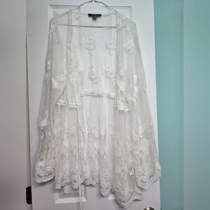 Swimsuit Cover - Lace + White